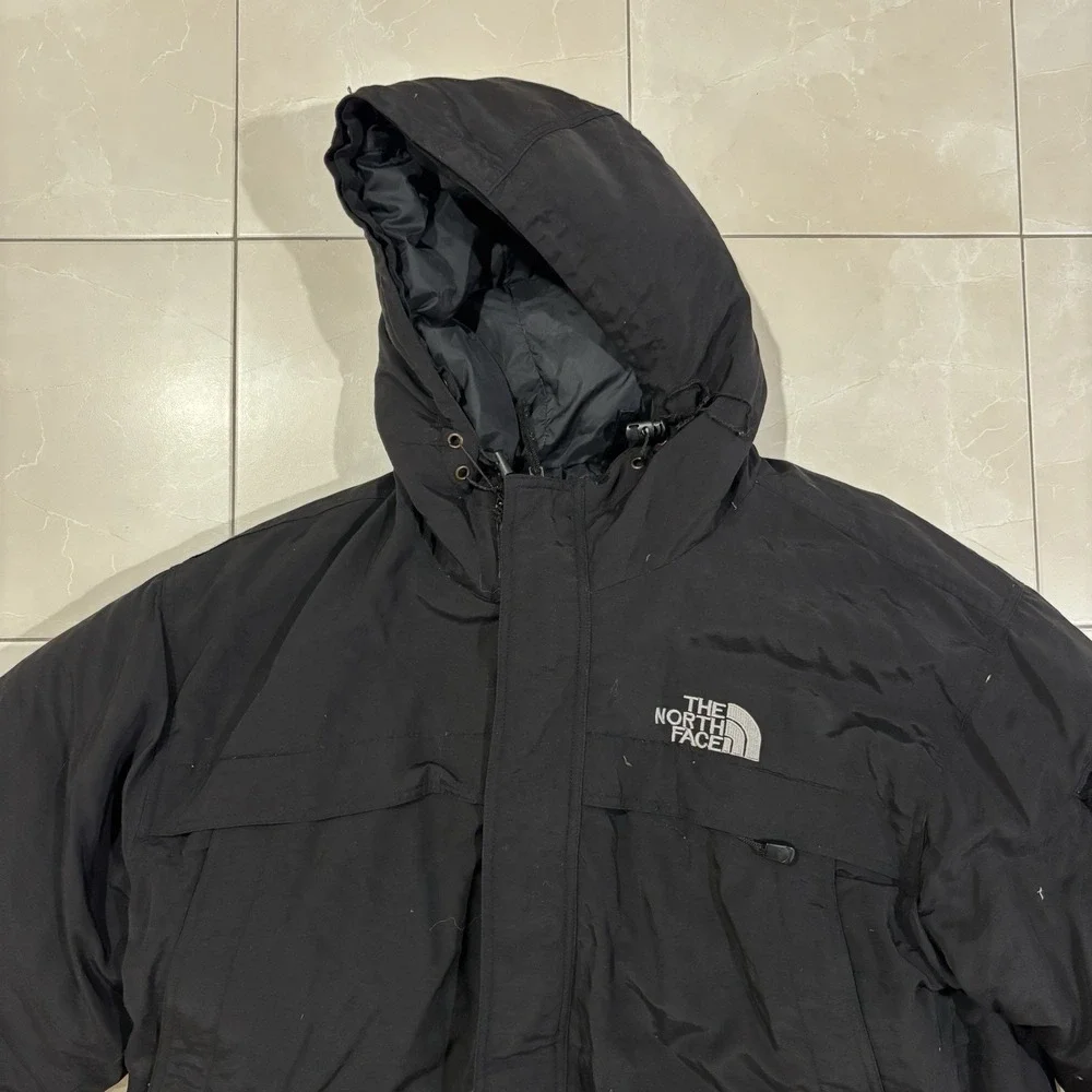 The North Face Goose Down Parka Jacket Heavy Black Men's XL Y2K Zip Winter Ski